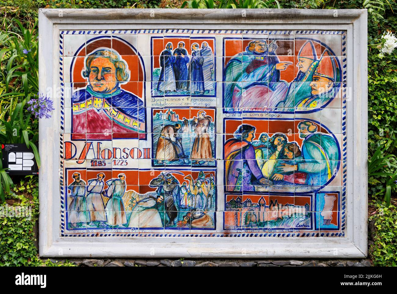 Piastrelle in ceramica dipinte a Monte Palace Gardens, Madeira, Portogallo Foto Stock