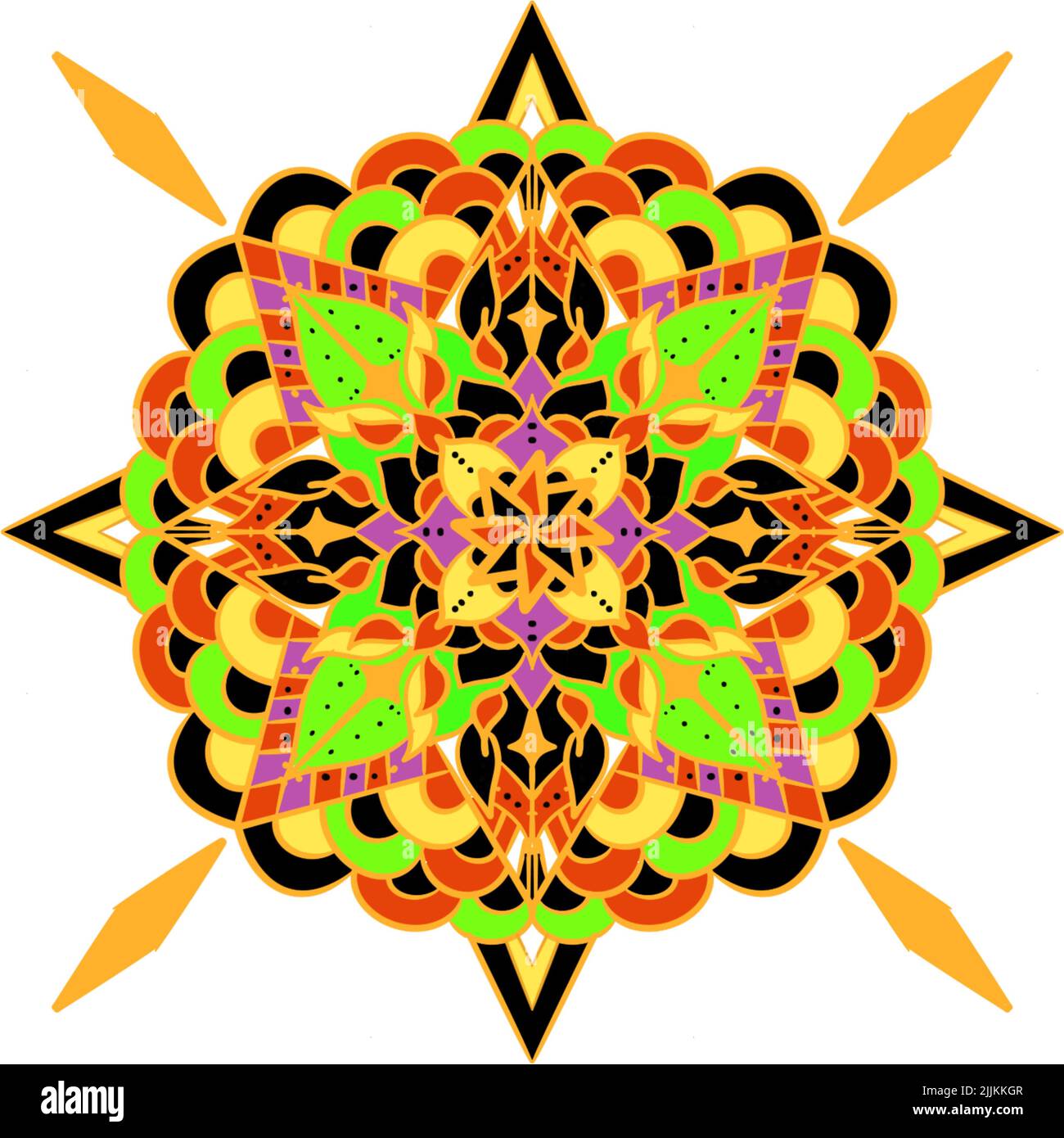 Mandalas modello geometrico, Mandala caldo, Rainbow Flower of Life with Lotus, Flower of Life in Lotus Foto Stock