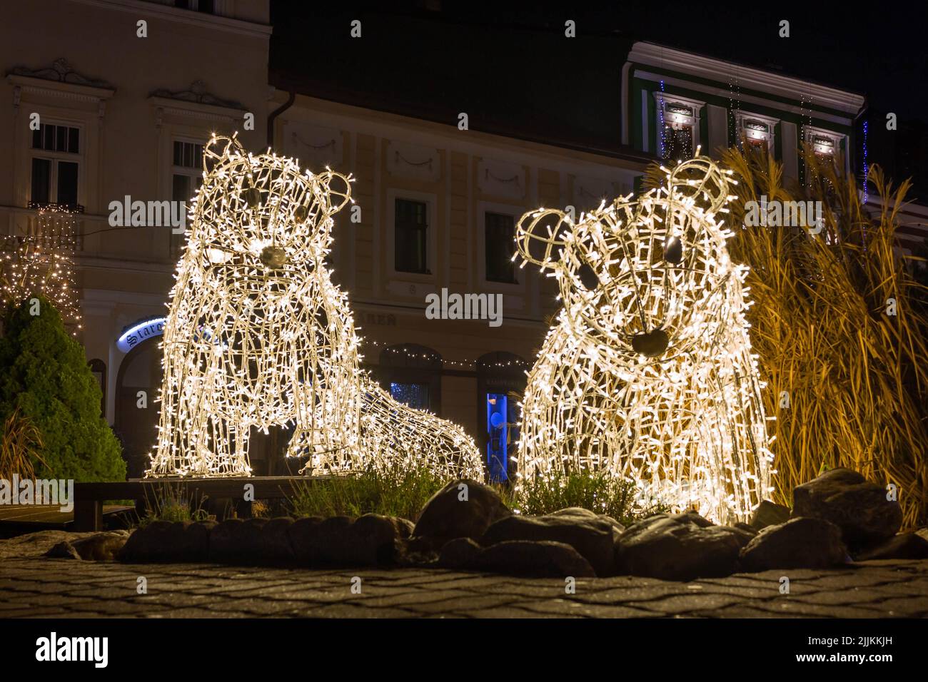 Una decorazione natalizia all'aperto a Banska Bystrica, Slovacchia Foto Stock
