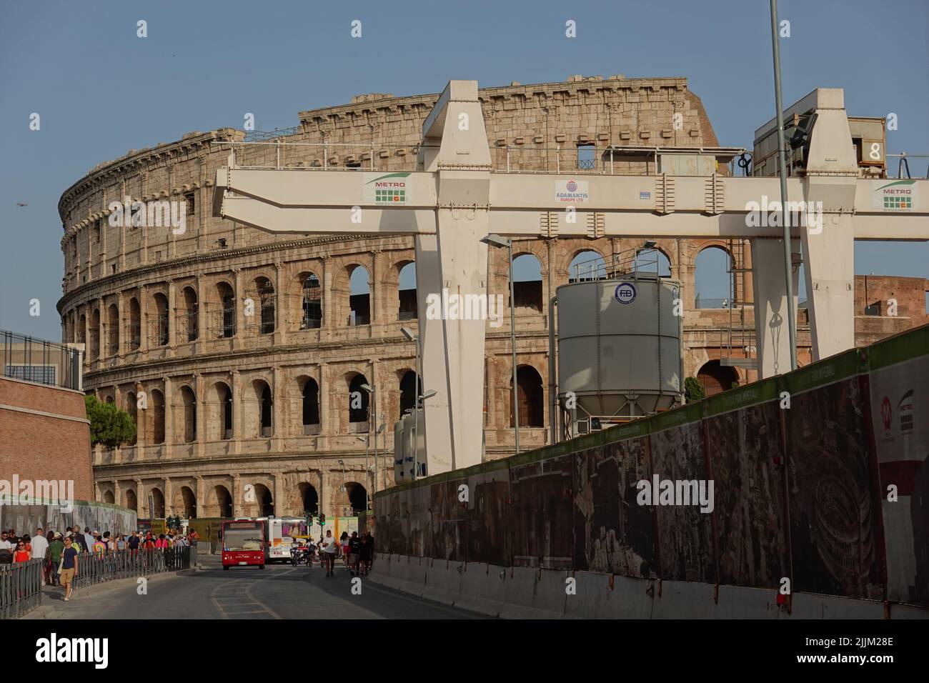 ROM, Bau der U-Bahn-linie C am Forum Romanum, Kolosseum // Roma, costruzione della metropolitana linea C al Forum Romanum, Colosseo Foto Stock