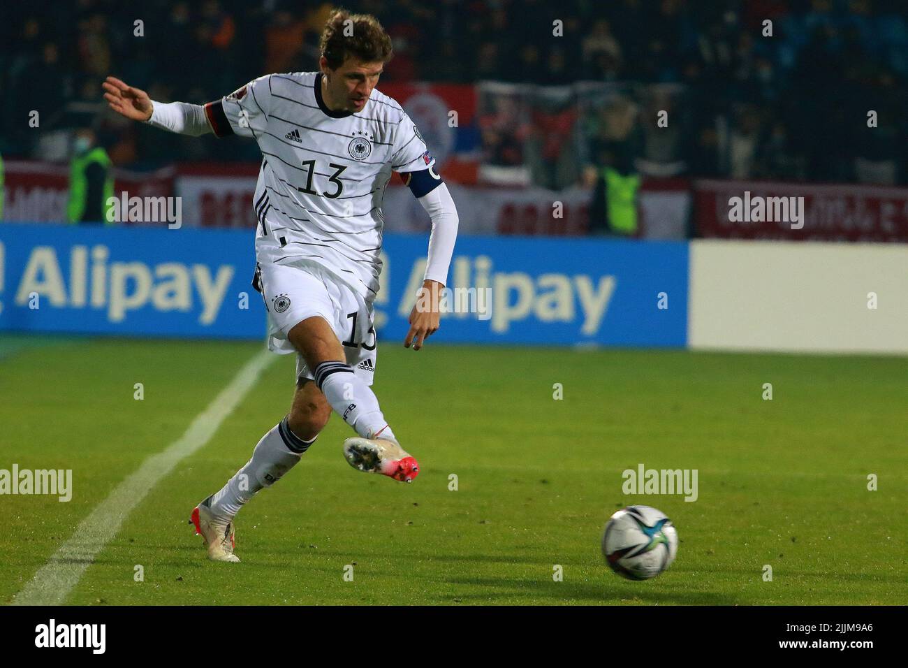 Un giocatore della squadra tedesca Thomas Muller durante la partita di qualificazione di gruppo della Coppa del mondo FIFA contro Armenia a Yerevan, Armenia Foto Stock