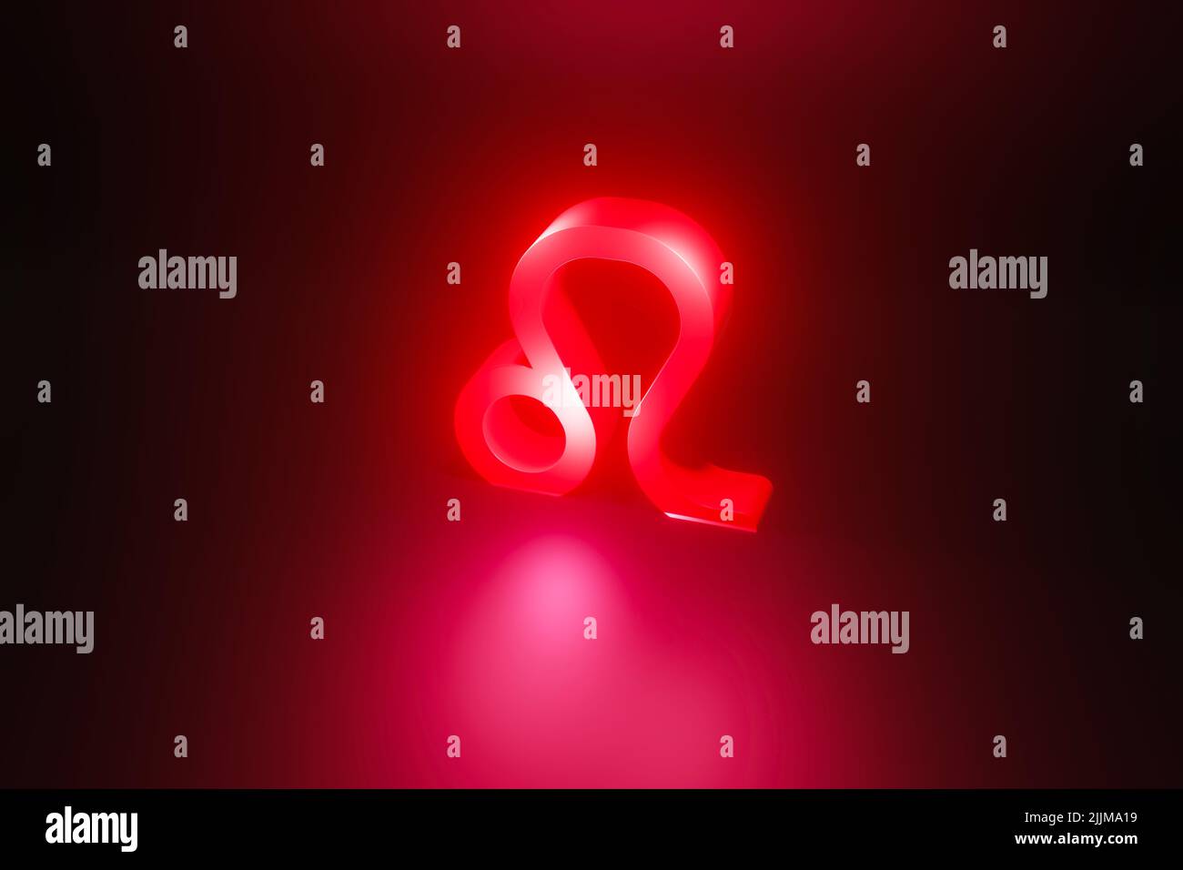 Simbolo zodiaco al neon rosso Leone, oroscopo al neon rosso segno 3D rendering Foto Stock
