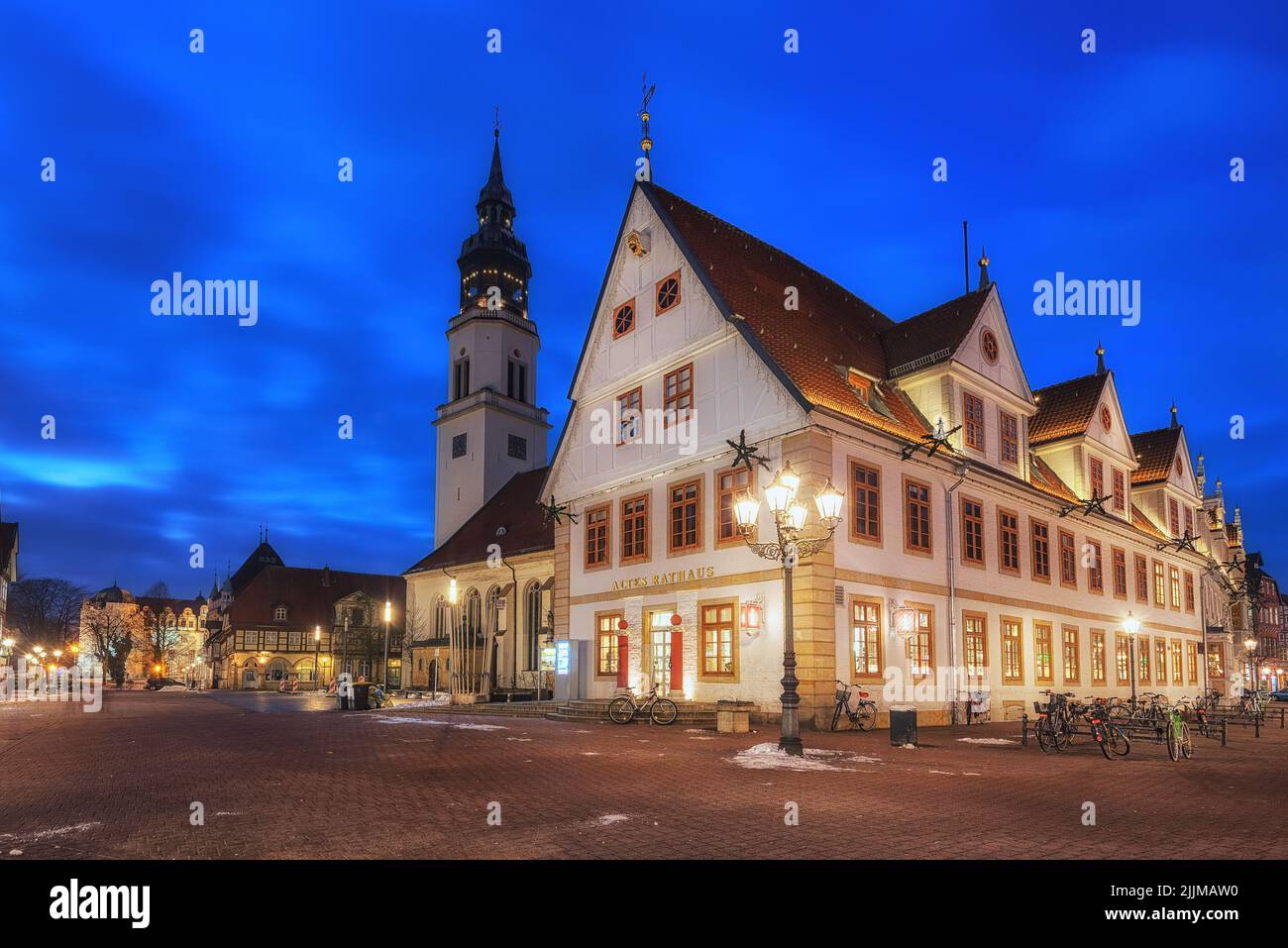 Il municipio principale di celle, Germania in serata. Foto Stock