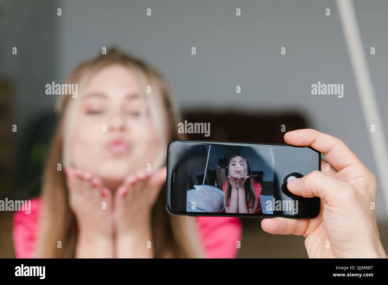 buon newlyweds famiglia mattina mobile foto divertimento Foto Stock