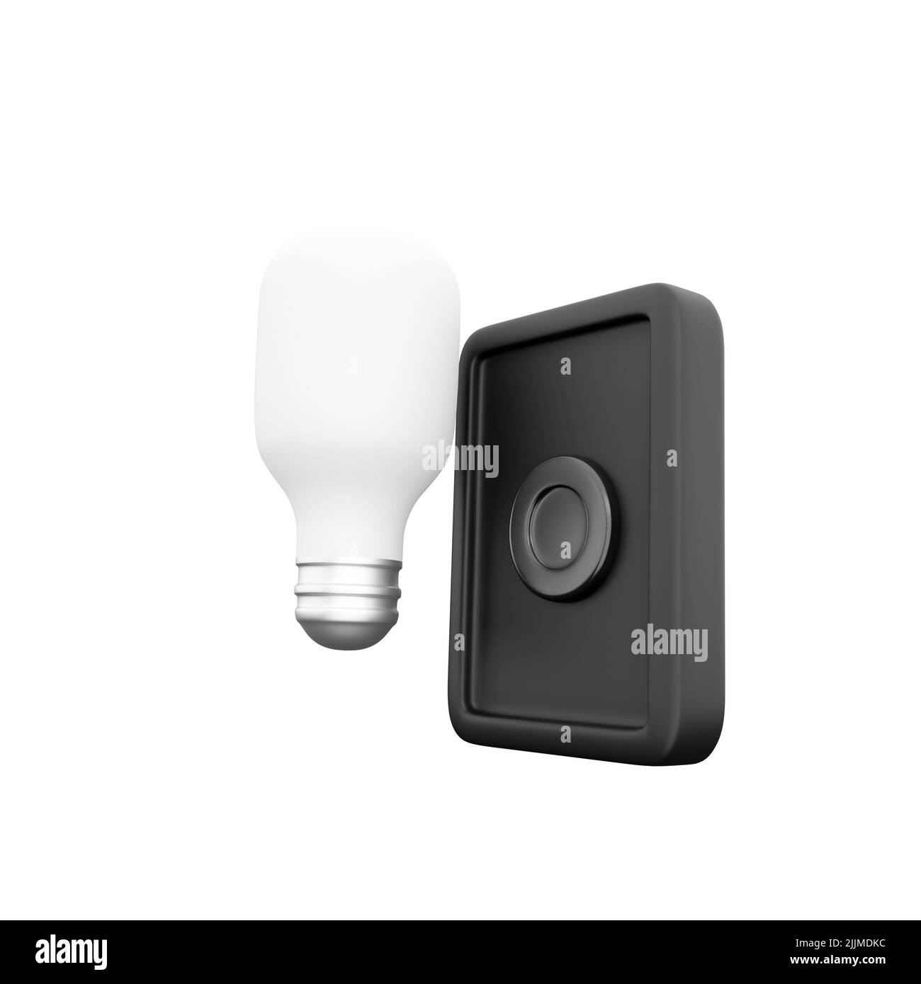 3d lampada intelligente render. Telecomando a infrarossi per il controllo della lampada a LED con cambio colore. 3d rappresentazione dell'icona della lampada intelligente Foto Stock