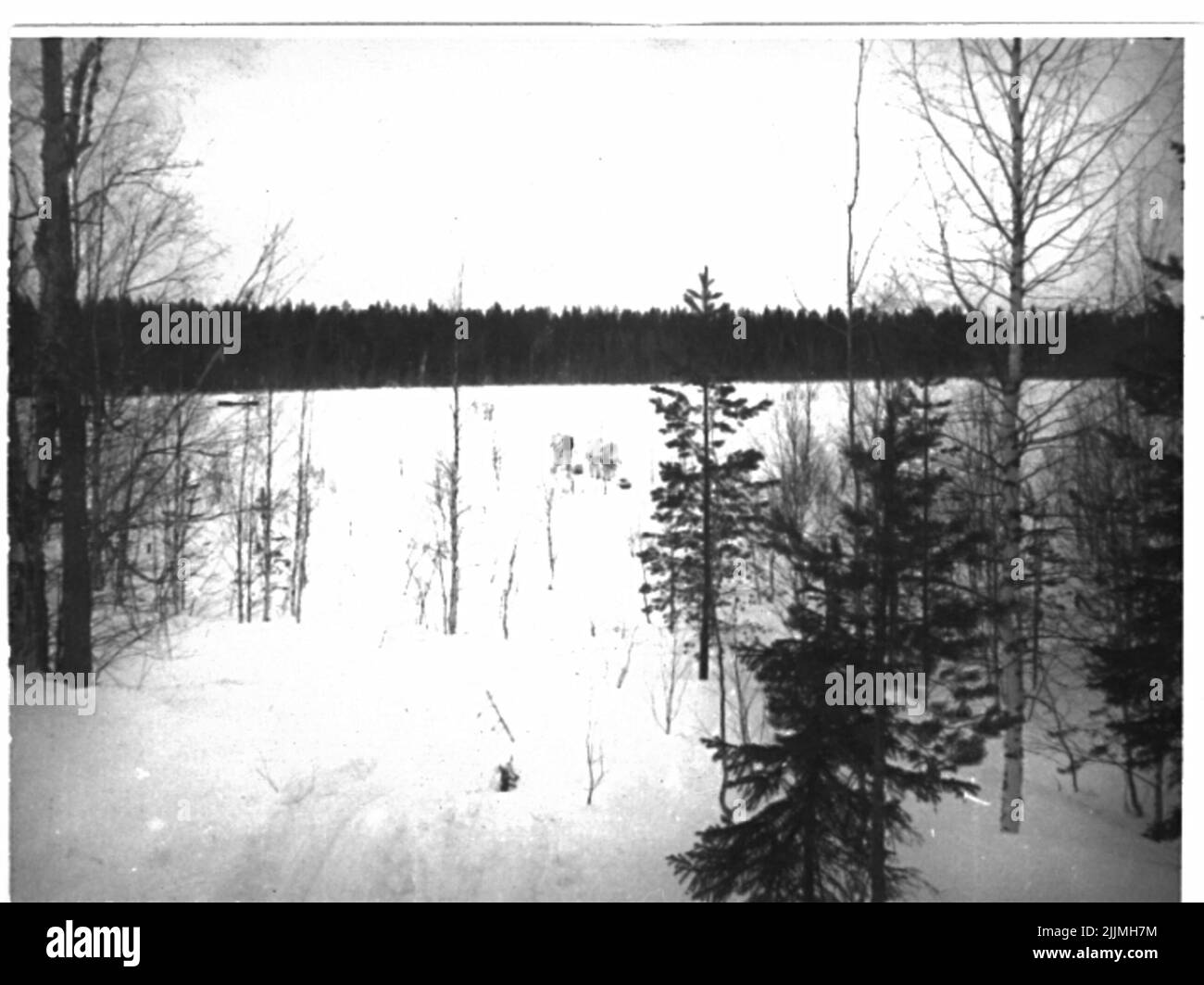 La scuola di paracadutisti Karlsborg fine 1950s. Esercizio invernale. Foto Stock