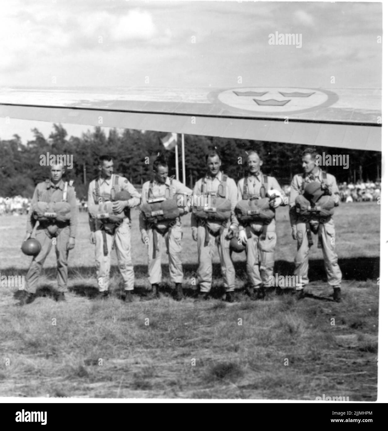 La scuola di paracadutisti Karlsborg 1959.in per il paracadute jumping. Foto Stock