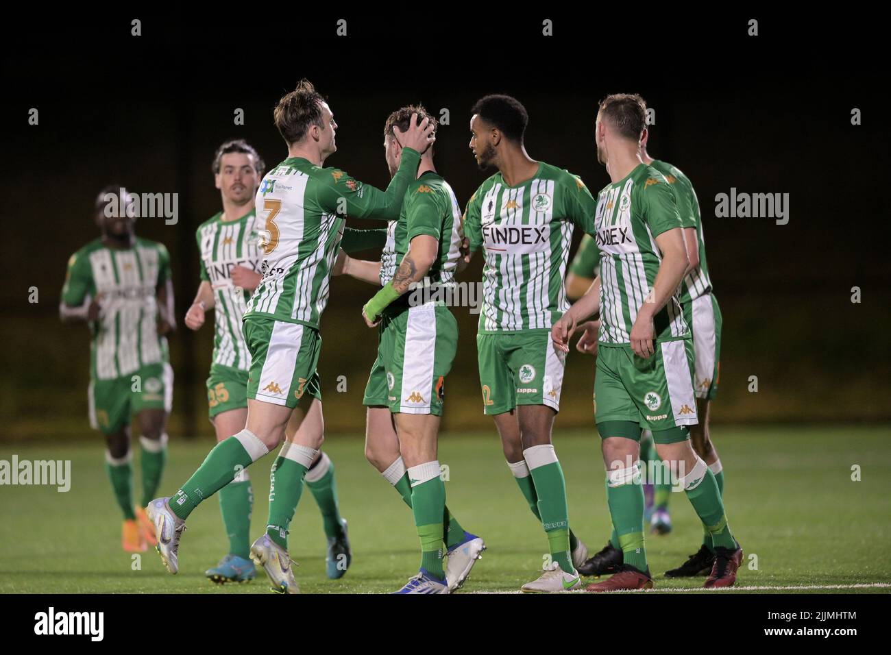 Wollongong, Australia. 27 luglio 2022, Alex Salmon of Green Gully SC celebra il raggiungimento di un gol durante la gara Australia Cup Rd del 32 tra Wollongong United FC e Green Gully SC presso lo Ian McLennan Park il 27 luglio 2022 a Wollongong, Australia. Foto Stock