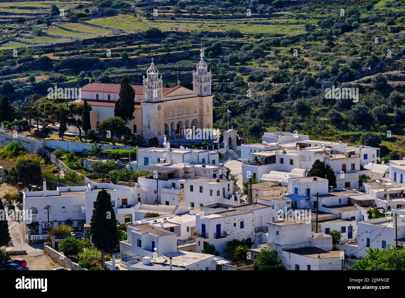 Grecia, Isole Cicladi, Isole Greche, Mar Egeo, Paros, Lefkes, villaggio tradizionale Foto Stock
