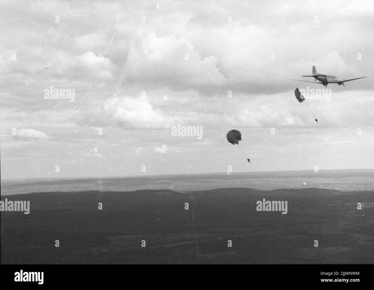 La scuola dei paracadutisti a Karlsborg 1950s. Foto Stock