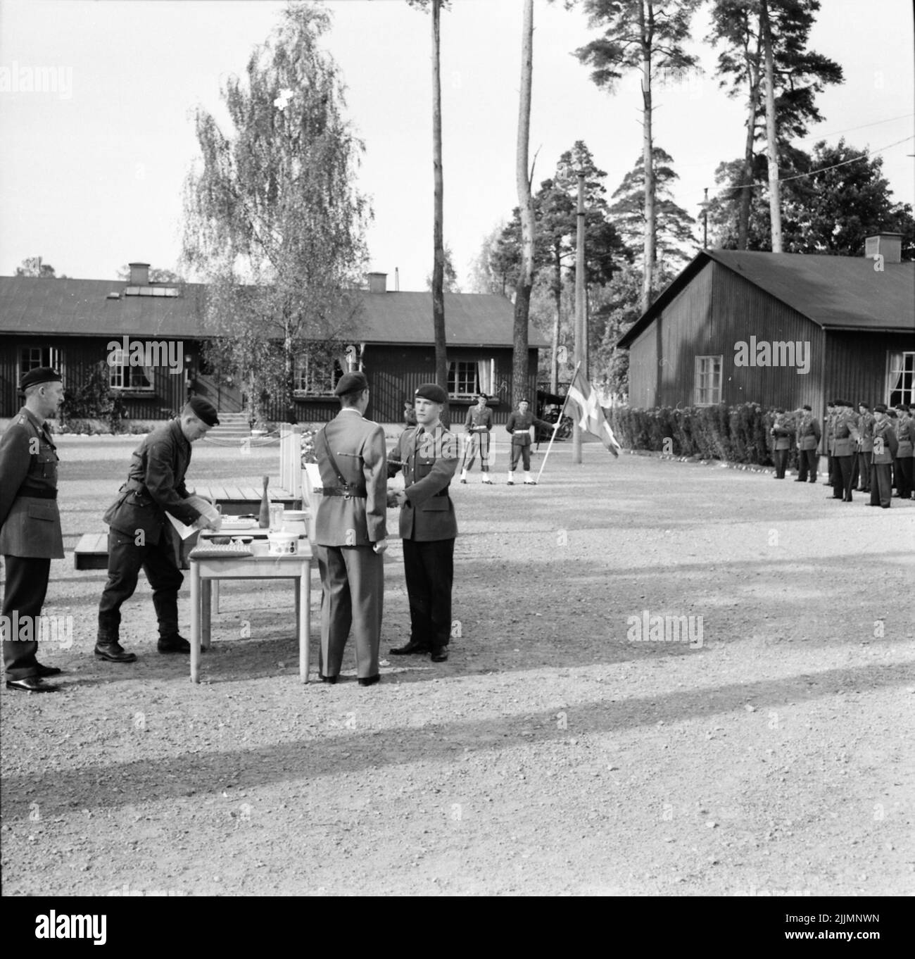 La scuola dei paracadutisti a Karlsborg 1950s. Foto Stock