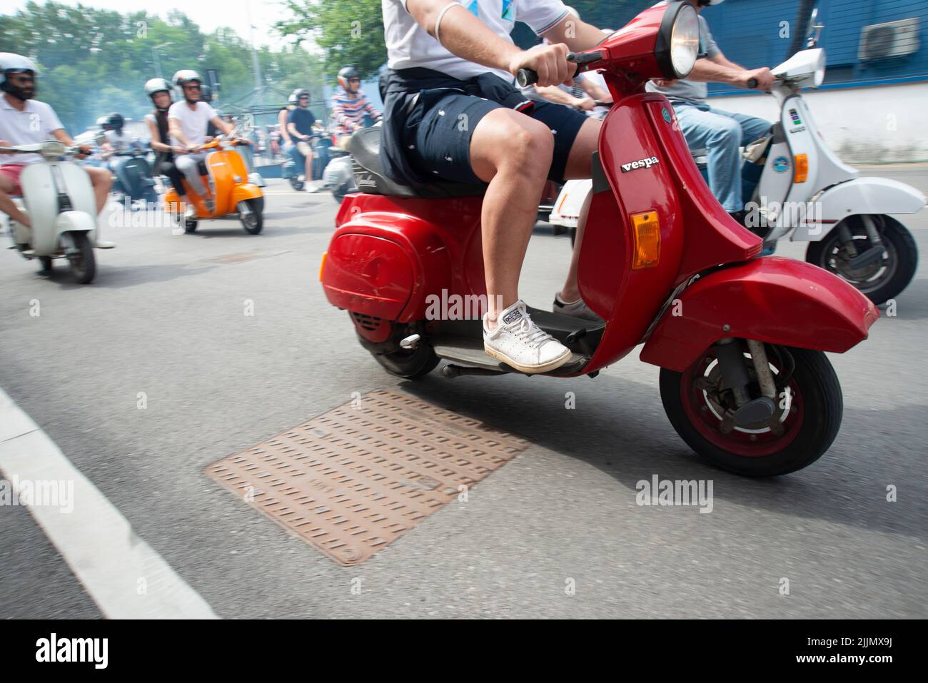 Italia, Lombardia, Crema, incontro della Vespa Scooter Foto Stock
