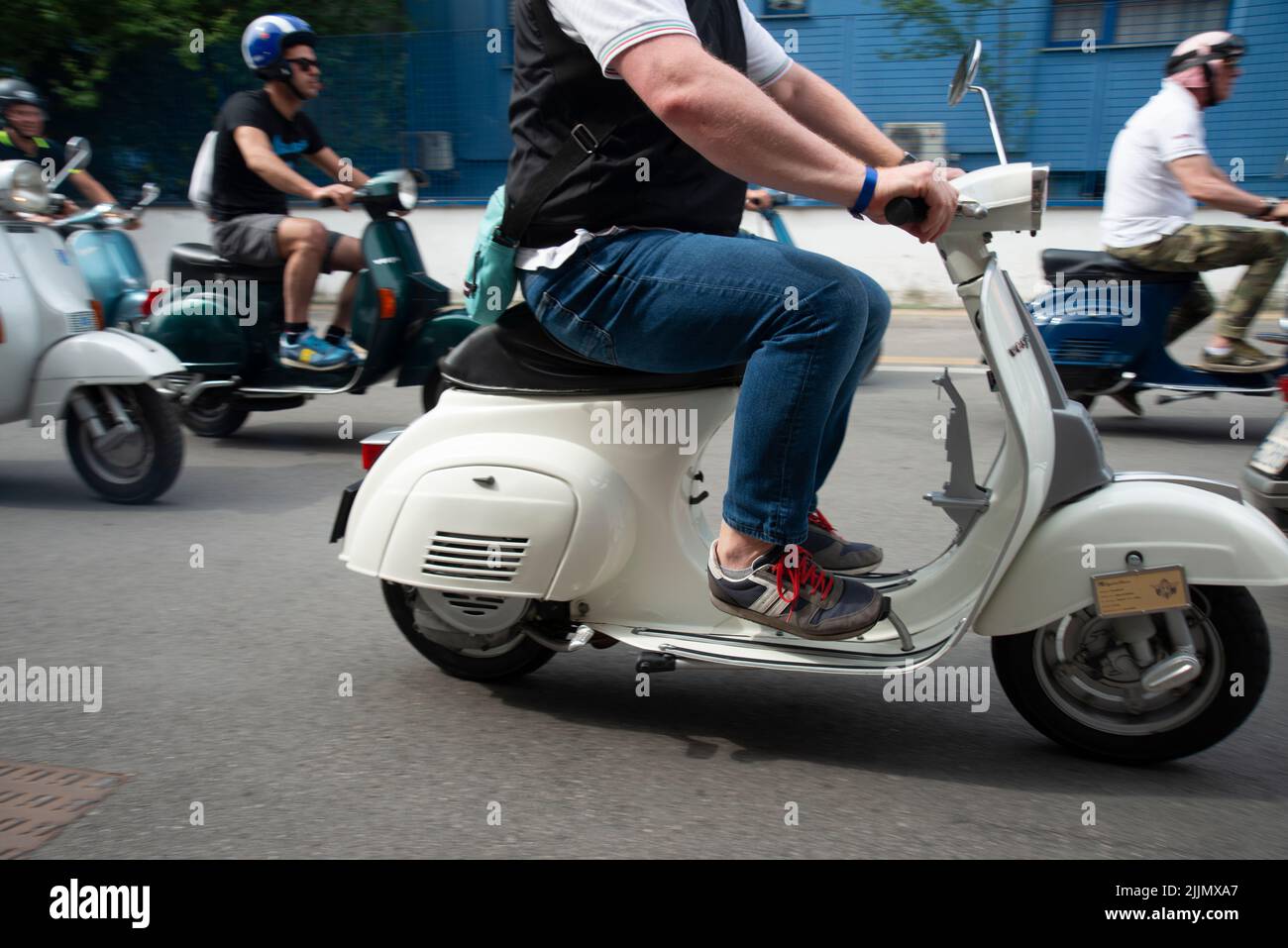 Italia, Lombardia, Crema, incontro della Vespa Scooter Foto Stock