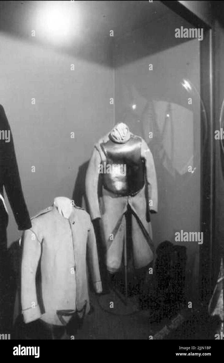 Harnesk e scafi di alci nel museo Old Life House, al 4 piano della caserma del K 3 a Skövde. Foto Stock