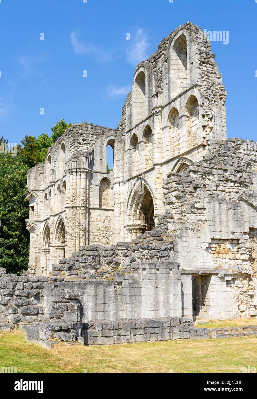 Roche Abbey rovine di un monastero cistercense inglese vicino a Maltby e Rotherham South Yorkshire Inghilterra Regno Unito GB Europa Foto Stock
