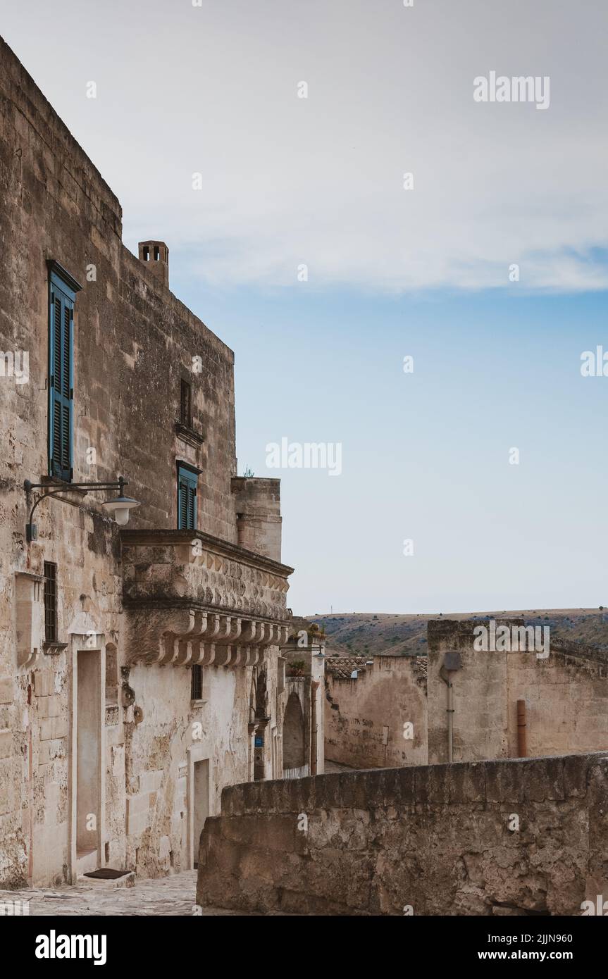 Una splendida vista sulla famosa città antica di Matera in Italia Foto Stock