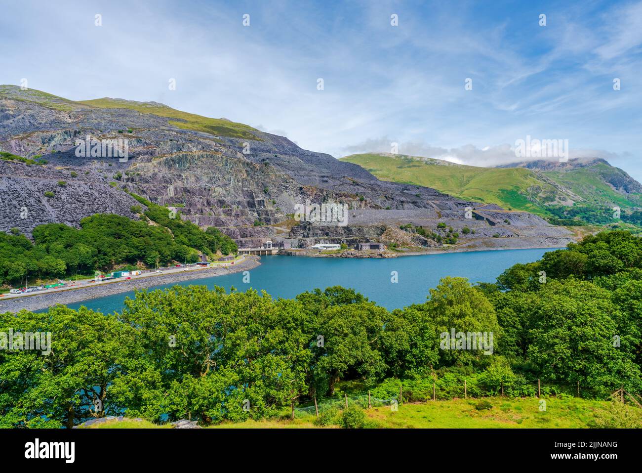 Lago di Llyn Peris a Llanberis, Galles Foto Stock