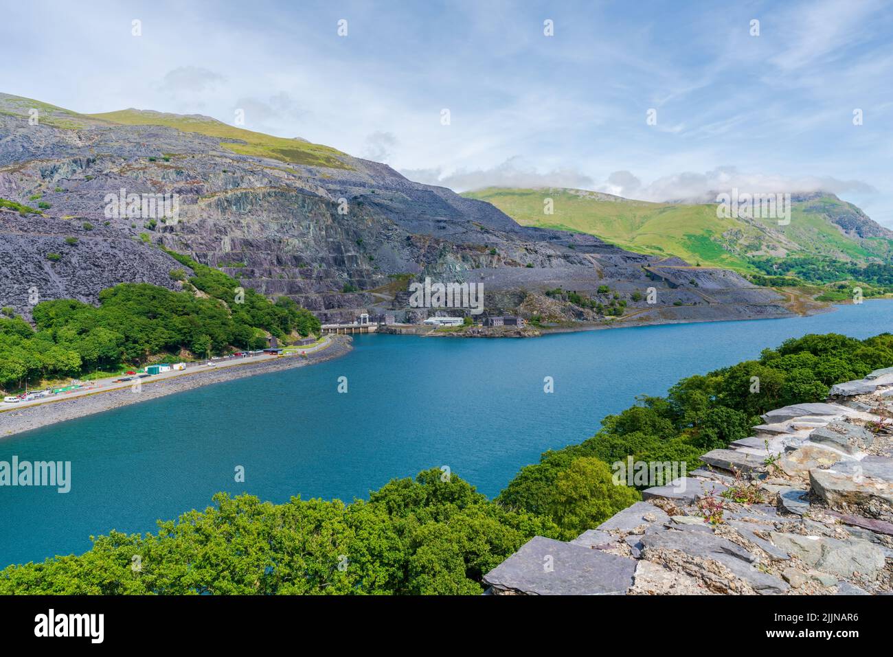 Lago di Llyn Peris a Llanberis, Galles Foto Stock