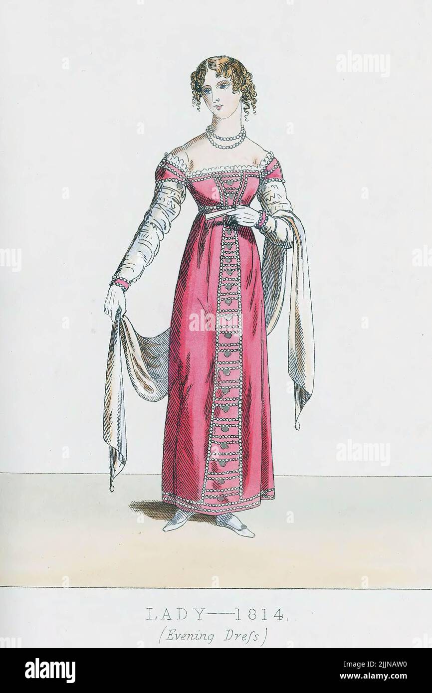 Un'illustrazione verticale del costume teatrale d'epoca del 19th° secolo. Foto Stock