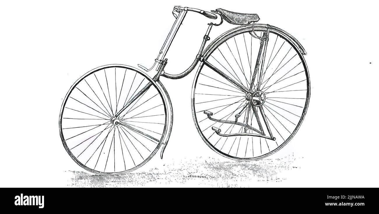 L'illustrazione di una bicicletta d'epoca del 19th secolo. Foto Stock