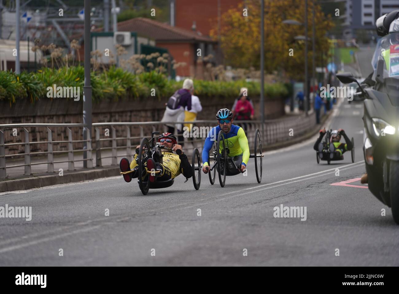 La gara di paraciclismo in strada a Donostia-San Sebastian. Spagna. Foto Stock