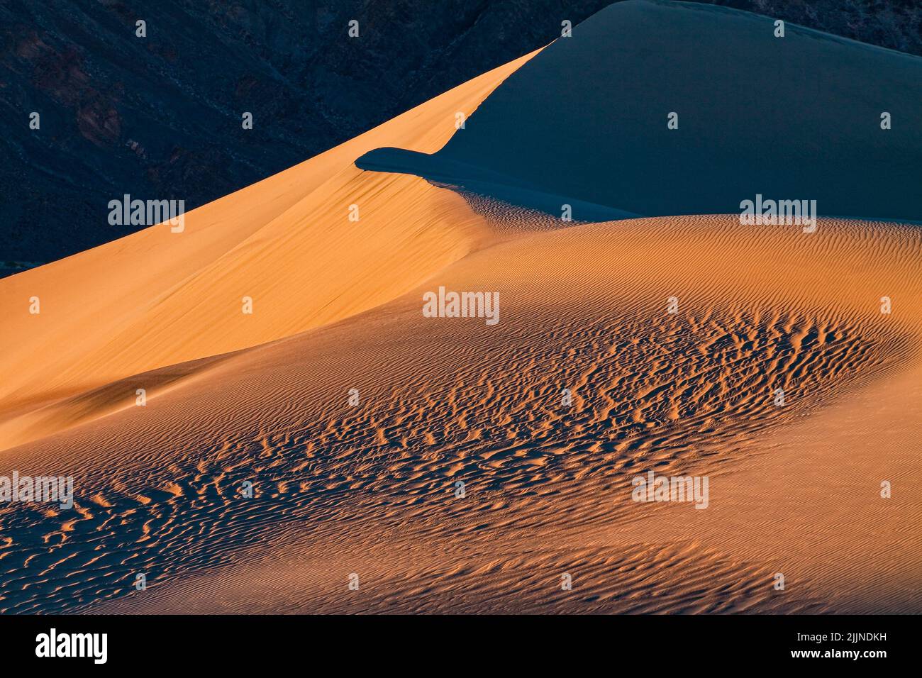Le dune sabbiose di Mesquite Flat vicino ai piedi del monte Tucki, il Death Valley National Park, California, USA Foto Stock
