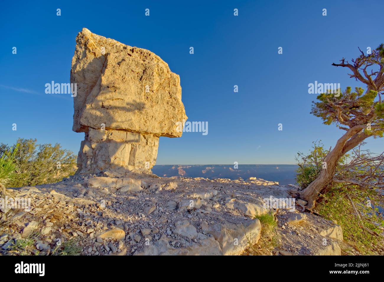 Mushroom Rock all'alba, Shoshone Point, Grand Canyon National Park, Arizona, USA Foto Stock
