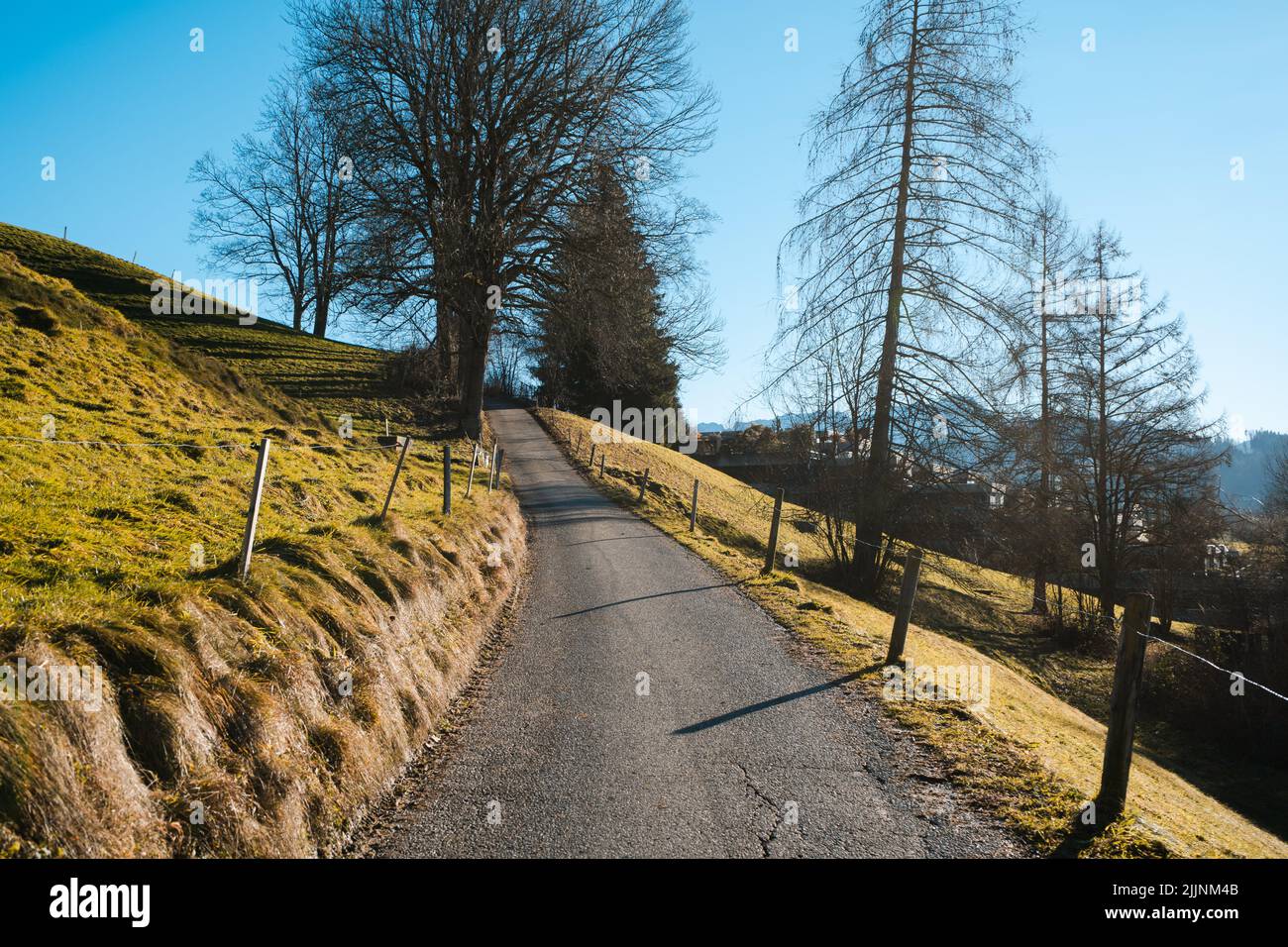 Una strada escursionistica in Svizzera Foto Stock