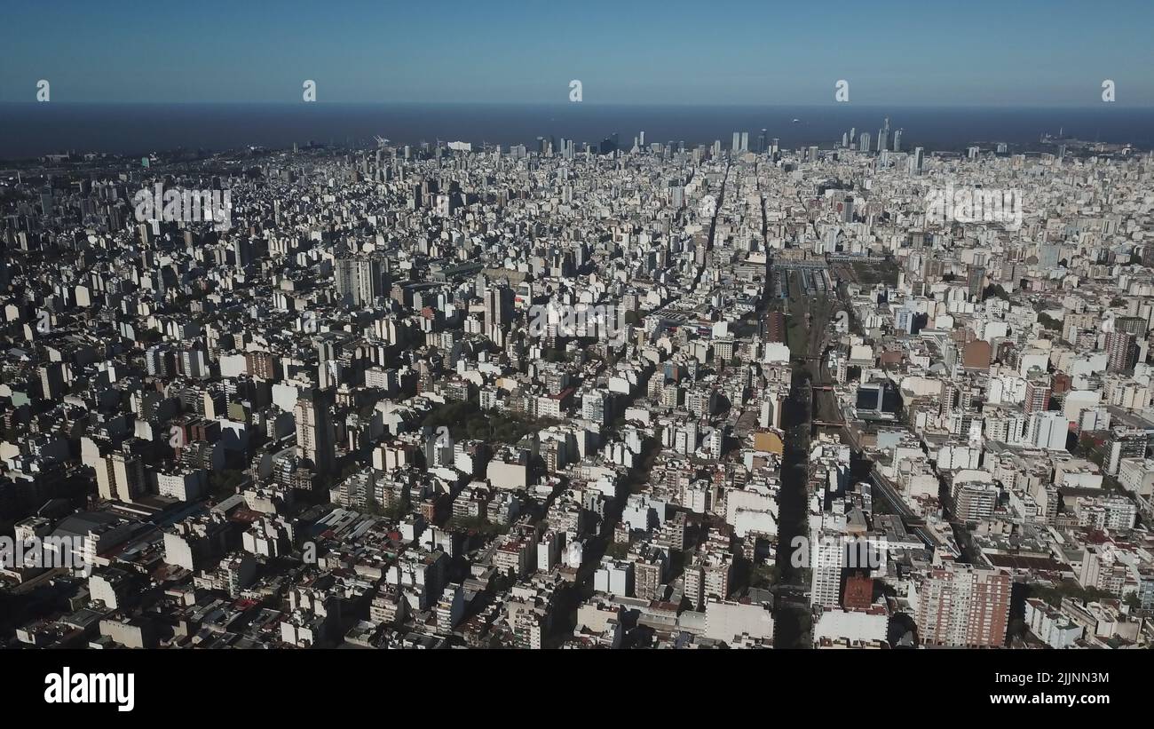 Scatto aereo generale realizzato con un drone della città di Buenos Aires Foto Stock