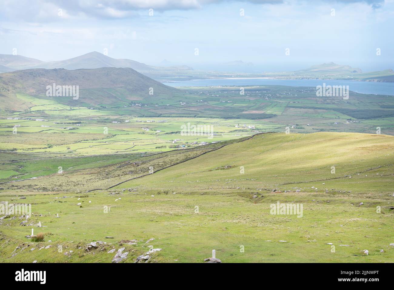 Dingle Peninsular da parte a monte Brandon nella contea di Kerry, Irlanda Foto Stock