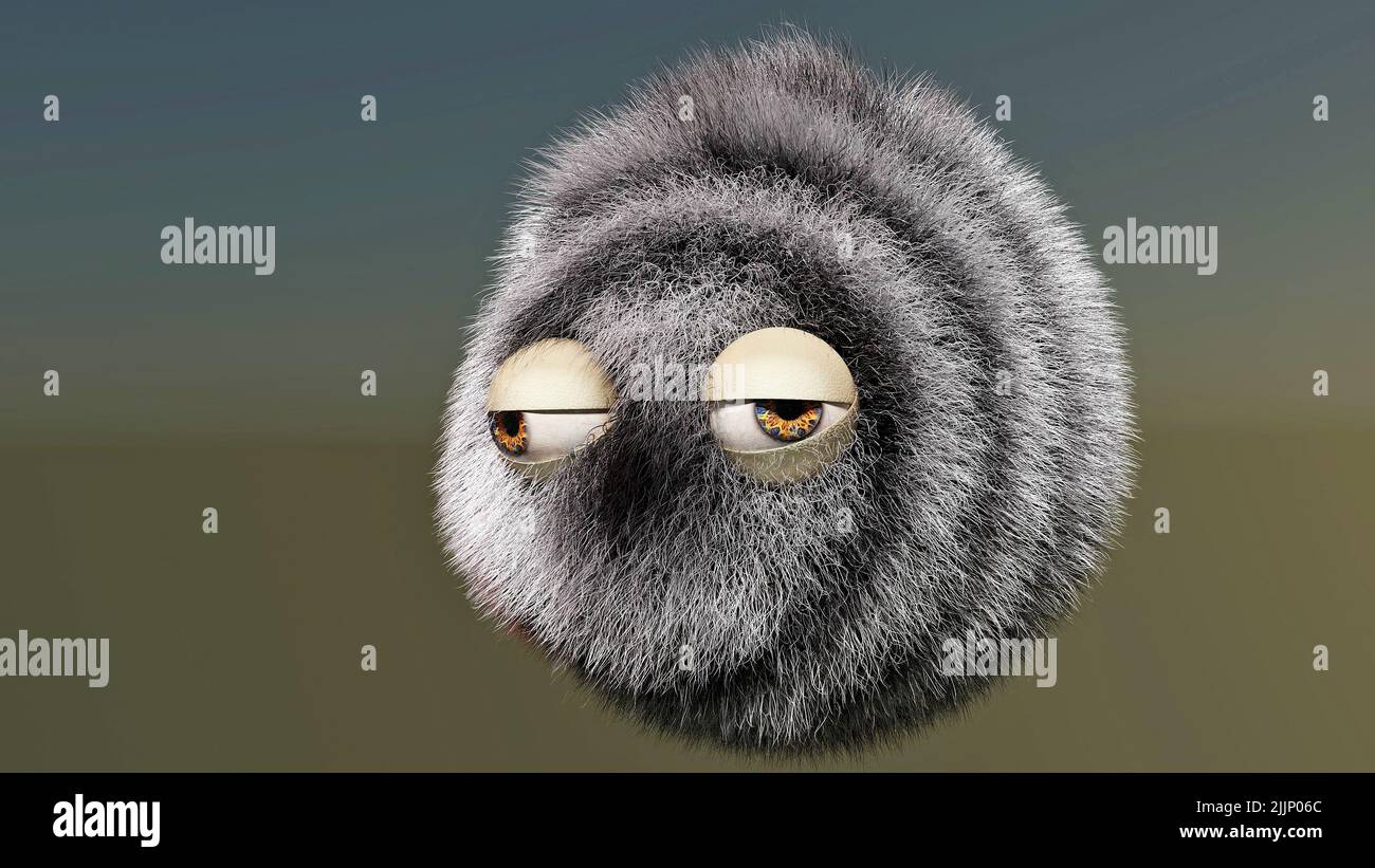 Fluffly, carattere semplice 3D con cielo generato. Realizzato con Blender Foto Stock