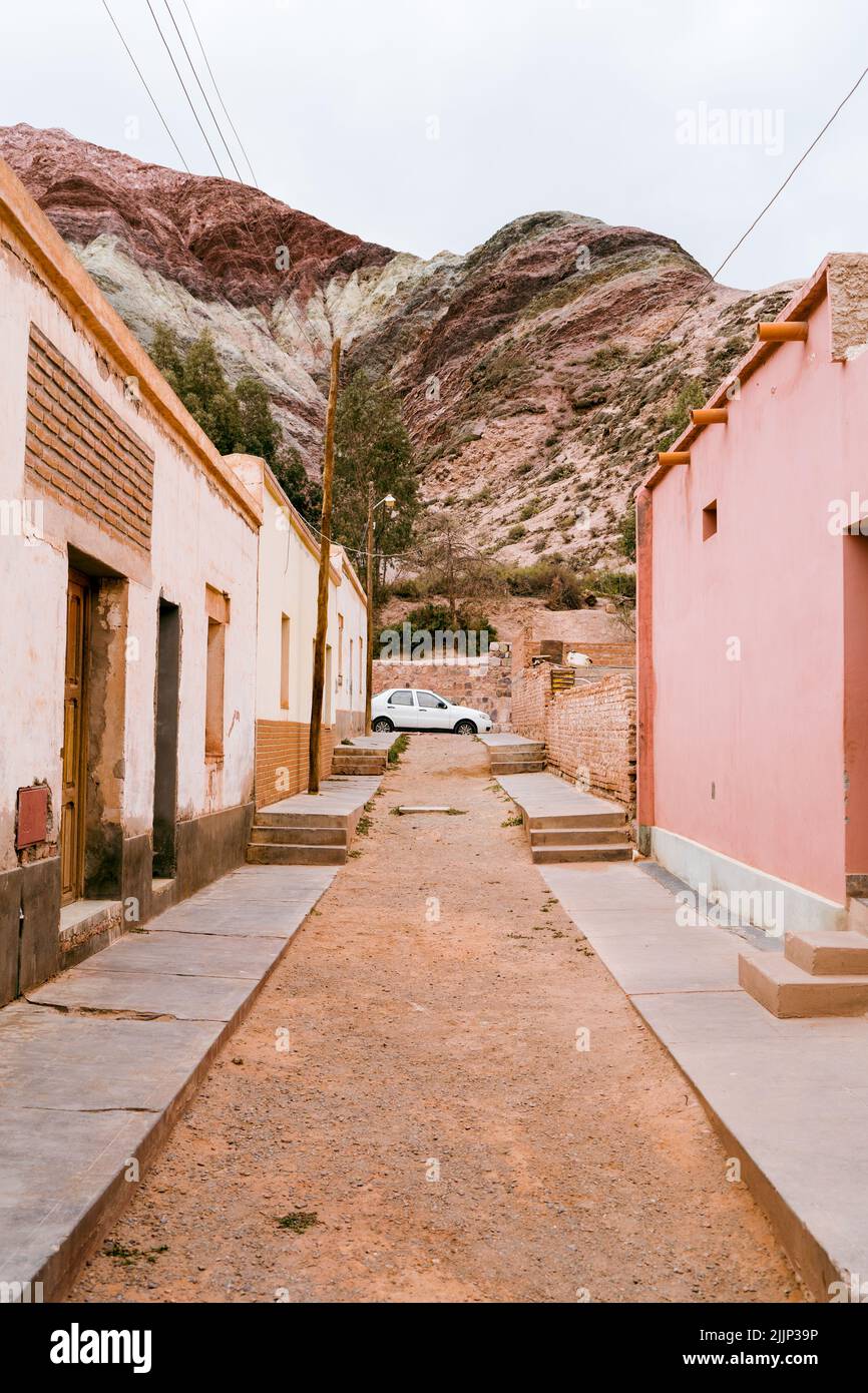 Un primo piano di edifici nella Quebrada de Humahuaca situato nella provincia di Jujuy Foto Stock