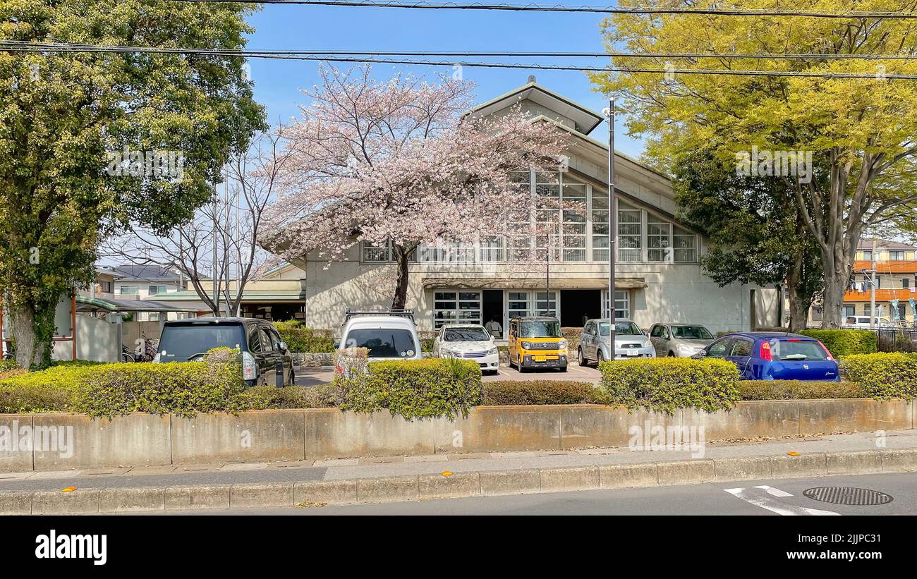 La vista esterna del Kasukabe Municipal Martial Arts Stadium che ospita varie forme di arti marziali Foto Stock