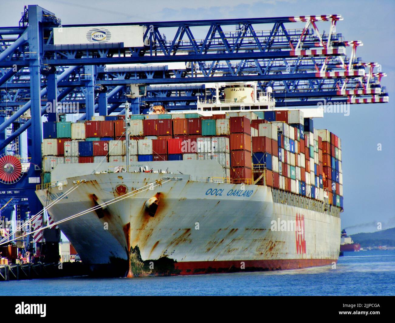 Una nave container a Port Botany a Sydney, Australia Foto Stock