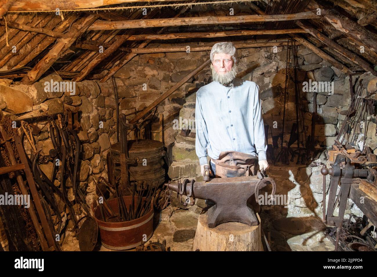 Skye Museo della vita dell'isola, capannone dei fabbri, Isola di Skye, Scozia, estate 2022 Foto Stock