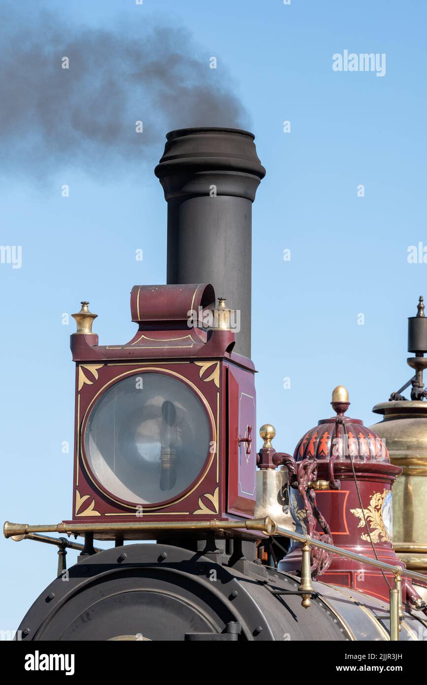 Locomotiva 119 replica al Golden Spike National Historic Park, Utah. Foto Stock