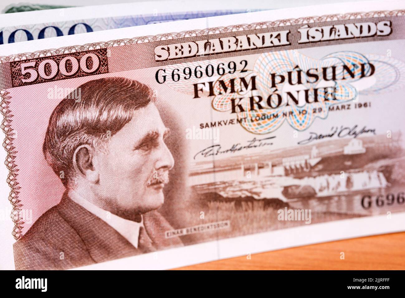 Vecchio denaro islandese - corona una storia di affari Foto Stock
