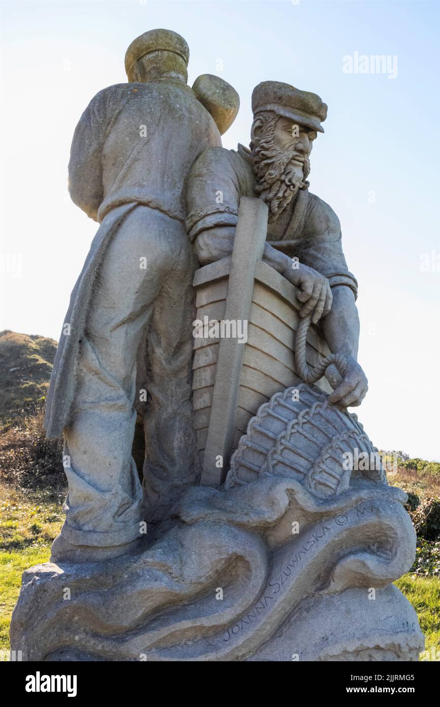 Inghilterra, Dorset, Weymouth, Portland, Statua dal titolo 'Spirit of Portland' dell'artista Dorset Joanna Szuwalska Foto Stock