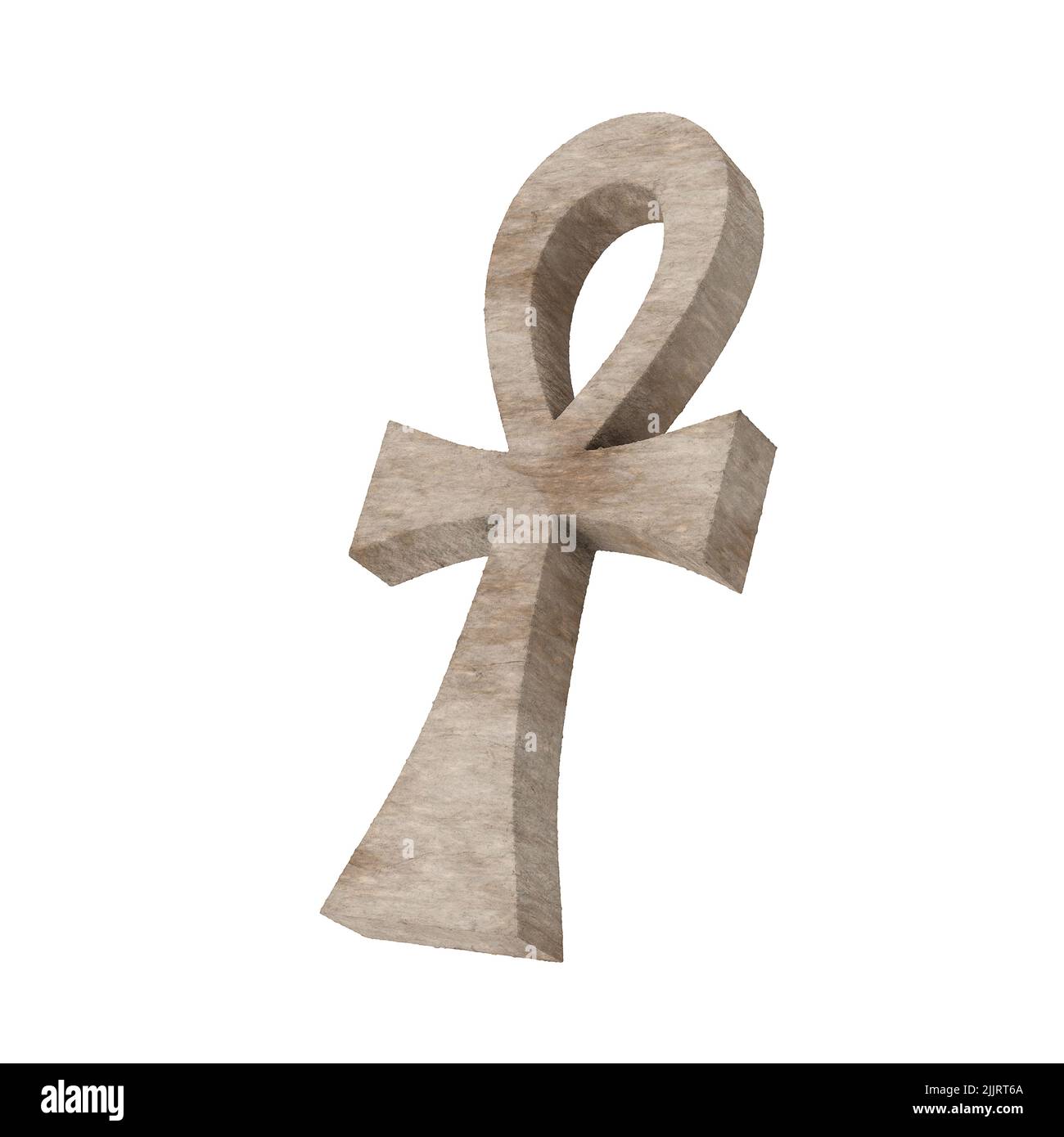 Pietra Croce egiziana Ankh chiave della vita su uno sfondo bianco. 3D rendering Foto Stock