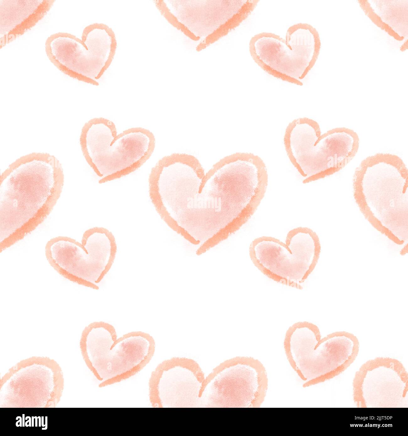 Pittura ad acquerello dei cuori, cute acquerello forma del cuore che si estende su sfondo bianco, pittura disegnata a mano, disegno senza giunture. Foto Stock
