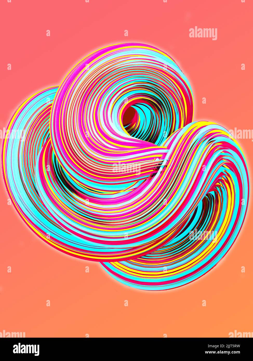 Rendering 3D, forma della geometria distorta astratta Foto Stock
