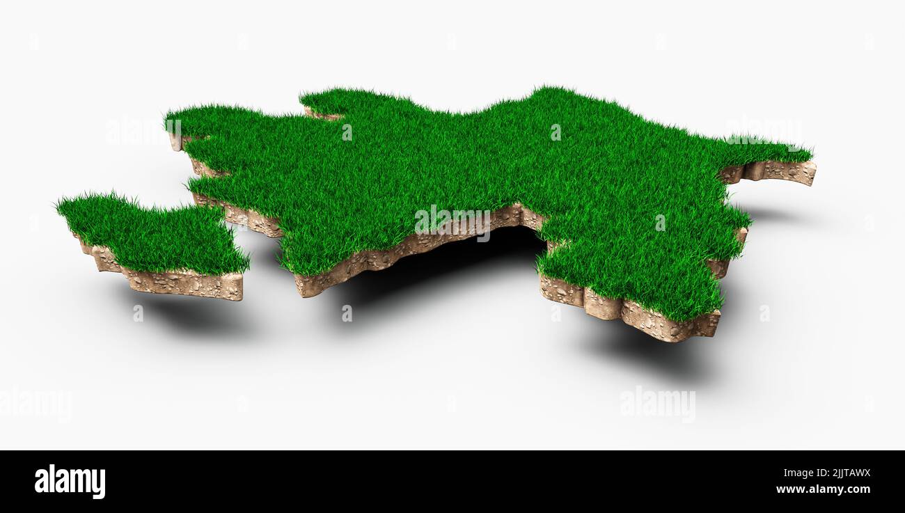 Una rappresentazione del 3D della mappa azerbaigiana terreno geologia sezione trasversale su uno sfondo bianco Foto Stock