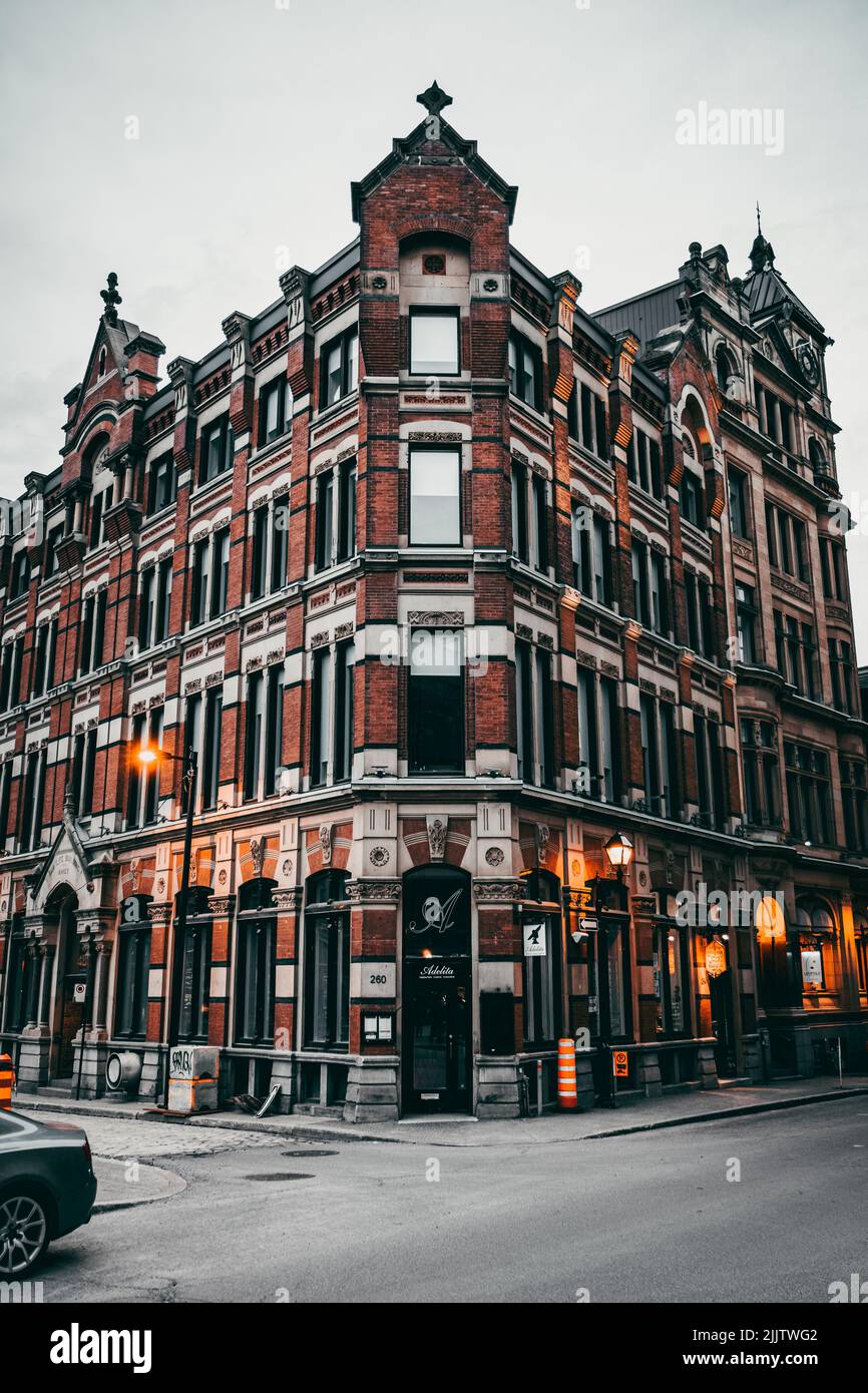 Una vista all'aperto della vecchia architettura nella provincia del Quebec in Canada Foto Stock