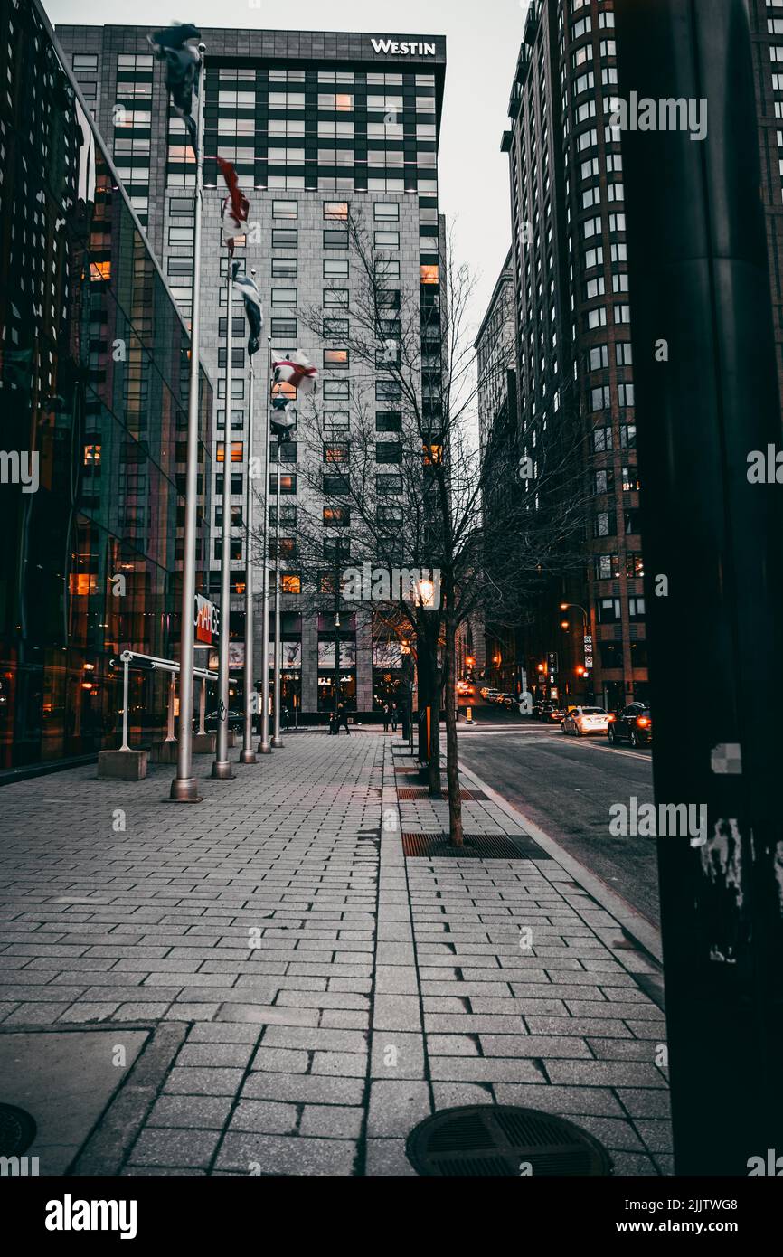 Una vista esterna delle architetture nella Provincia del Québec in Canada Foto Stock