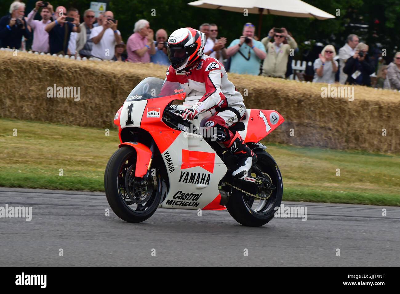 Wayne Rainey, Yamaha YZR500, due ruote Grand Prix Heroes, Goodwood Festival of Speed, The Innovators - Masterminds of Motorsport, Goodwood House, Chic Foto Stock