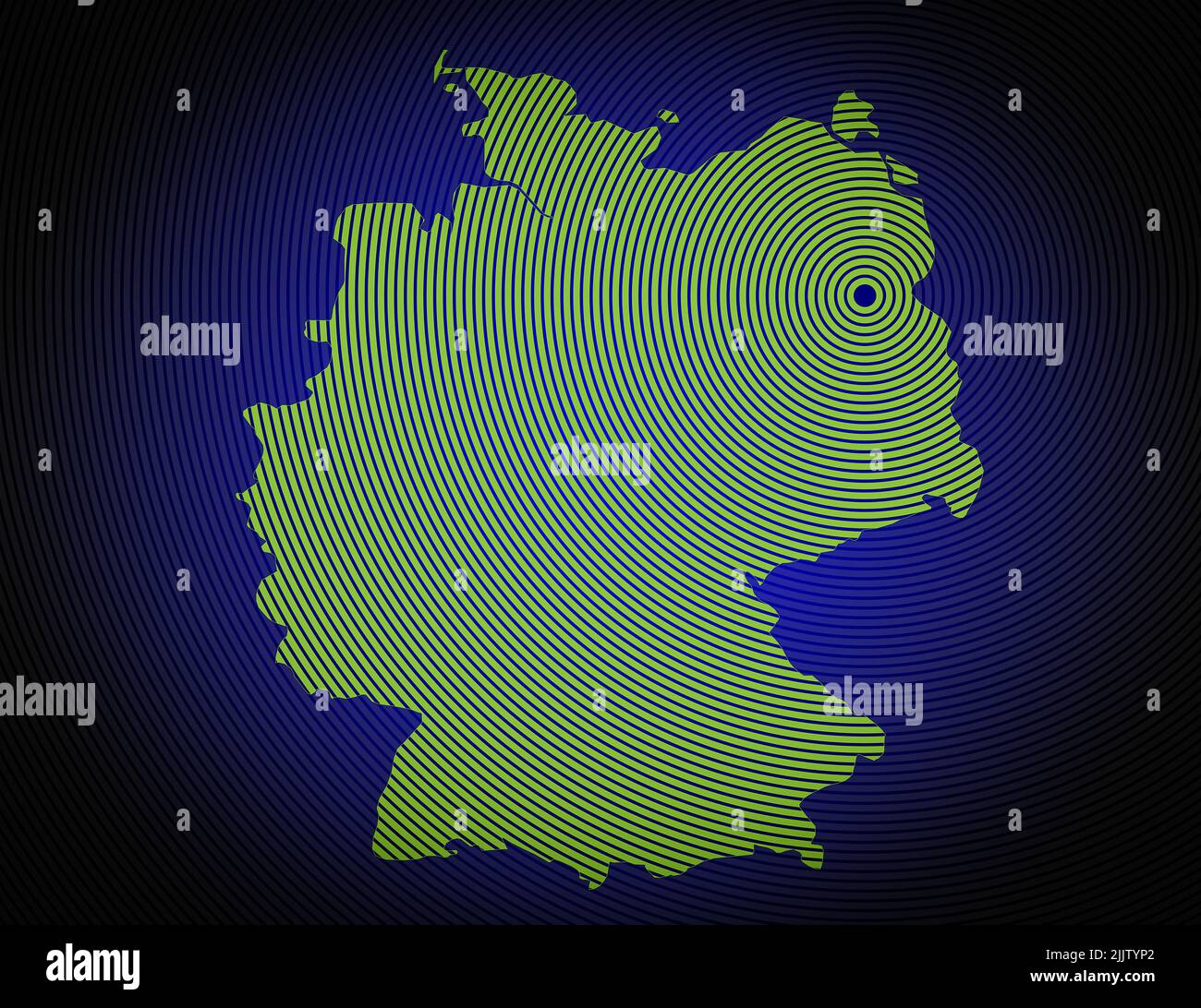 una mappa molto dettagliata della germania in un design circolare moderno e pulito Foto Stock
