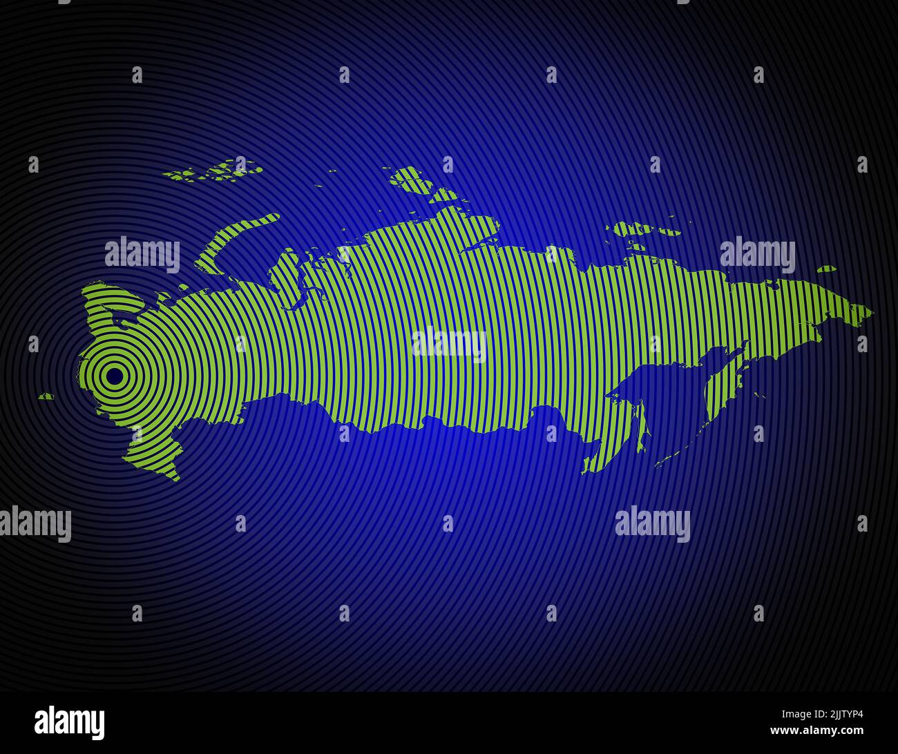 una mappa molto dettagliata della russia in un design circolare moderno e pulito Foto Stock