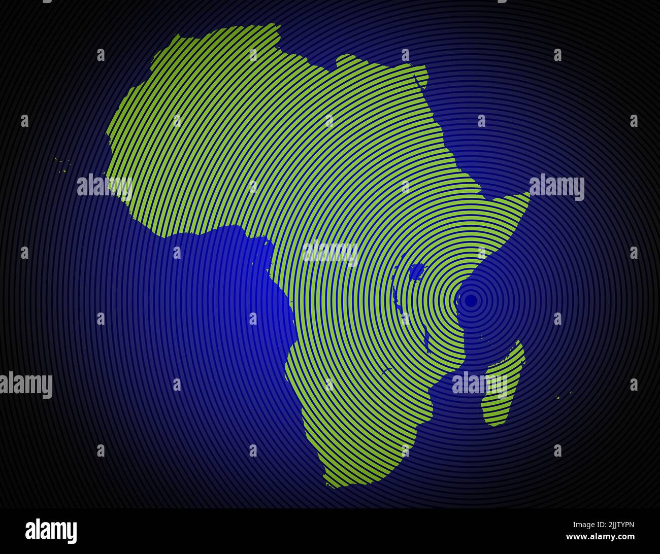 una mappa molto dettagliata dell'africa in un design circolare moderno e pulito Foto Stock