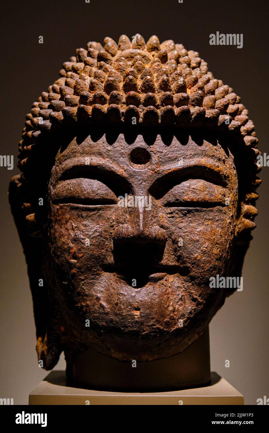 Corea del Sud, Seoul, Yongsan-GU, Museo Nazionale, capo del Buddha, Periodo Goryeo, 10th secolo Foto Stock