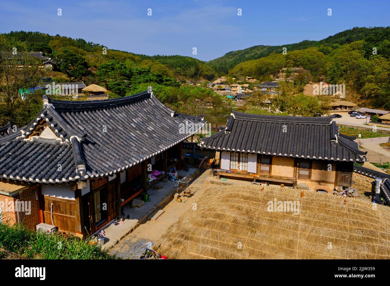 Corea del Sud, Provincia di Gyeongsang Nord, Pohang, Yangdong villaggio tradizionale hanok Foto Stock
